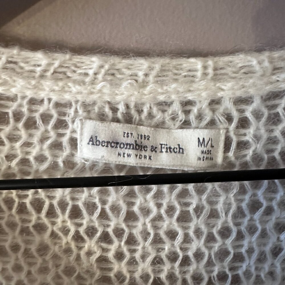 Women's M/L Abercrombie & Fitch Crochet/Open Knit Sweater Very, very Fuzzy! - Picture 6 of 6